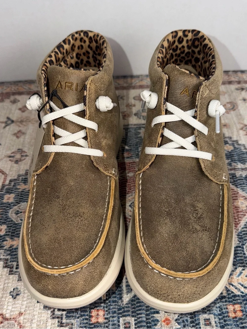Ariat Taupe Brown Suede Men's Chukka with Leopard Lining